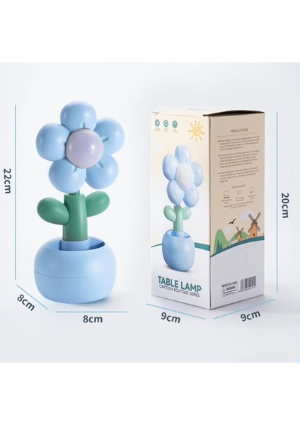 USB Şarjlı Çiçek Tasarımlı LED Masa Lambası – Kalemlikli Gece Lambası-Mor fırsatları