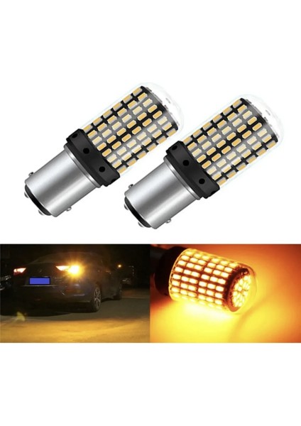 P21/5W 144 LED Çift Duy 93 Turuncu Stop Ampulü Geri Vites Ampulü