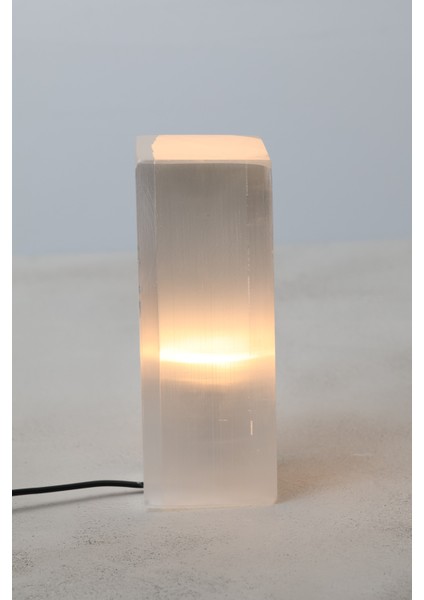 Selenit Doğal Taş Diktörtgen Lamba