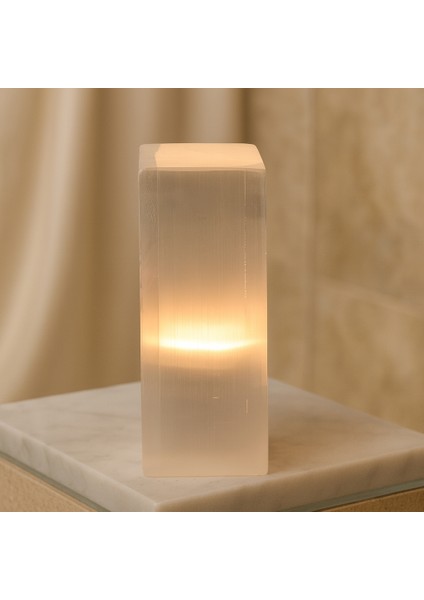 Selenit Doğal Taş Diktörtgen Lamba fiyatları