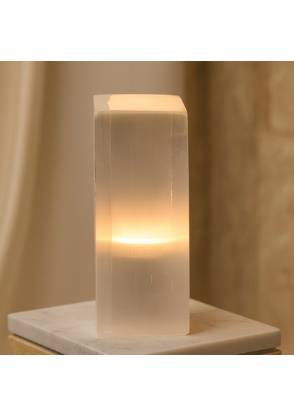 Selenit Doğal Taş Diktörtgen Lamba modelleri