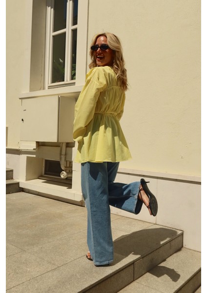 Sarı Bel Detaylı Vual Keten Gömlek fiyatları