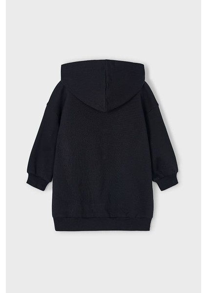 Kız Çocuk Ayı Baskılı Kapüşonlu Sweatshirt Elbise - Siyah fiyatları