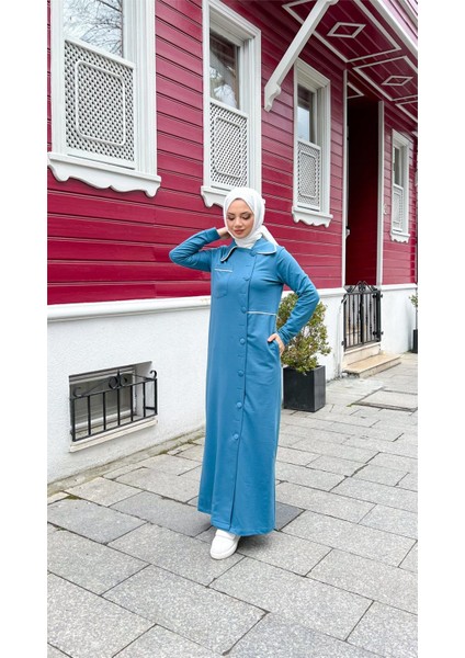 Yakalı Cepli Yandan Düğmeli Pamuklu Uzun Ferace - (38-46) - 71176 - Petrol fiyatları