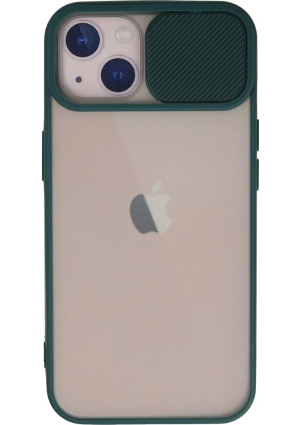 Newface iPhone 13 Kılıf Palm Buzlu Kamera Sürgülü Silikon - Yeşil