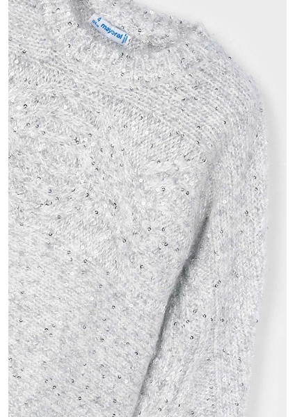 Kız Çocuk Desenli Kırçıllı Triko Kazak - Gri modelleri