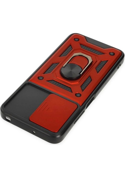 Newface Xiaomi Poco M5 Kılıf Pars Lens Yüzüklü Silikon - Kırmızı fırsatları