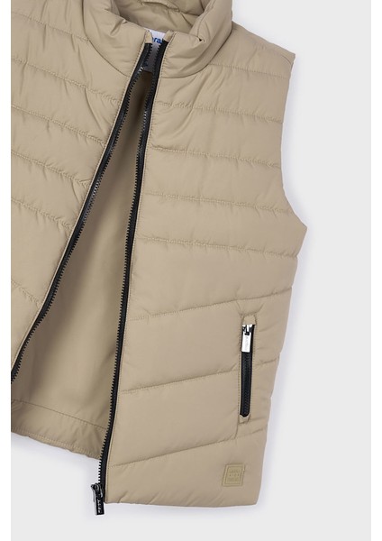 Erkek Çocuk Dik Yaka Kapitoneli Şişme Yelek - Bej modelleri