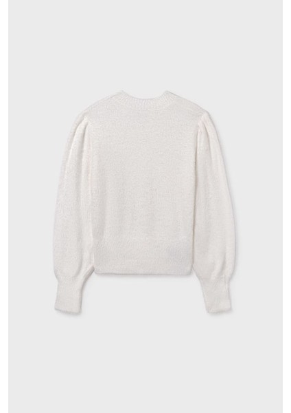 Kız Çocuk Balon Kol Yumuşak Dokulu Triko Kazak - Ekru fiyatları