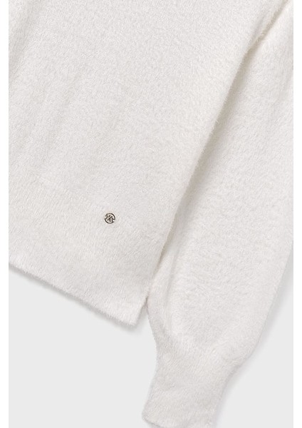 Kız Çocuk Balon Kol Yumuşak Dokulu Triko Kazak - Ekru modelleri