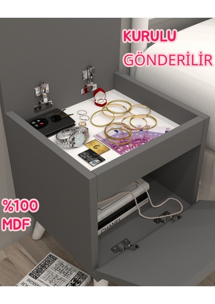 Gimli Gizli Bölmeli Komodin,mdf,kurulu,montaj Gerekmez