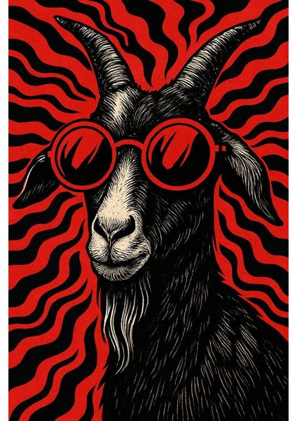 Havalı Keçi (Goat)Ev Duvar Var Salon Güzellik Salonu Ofis Dükkan Dekarasyon Kanvas Tablo