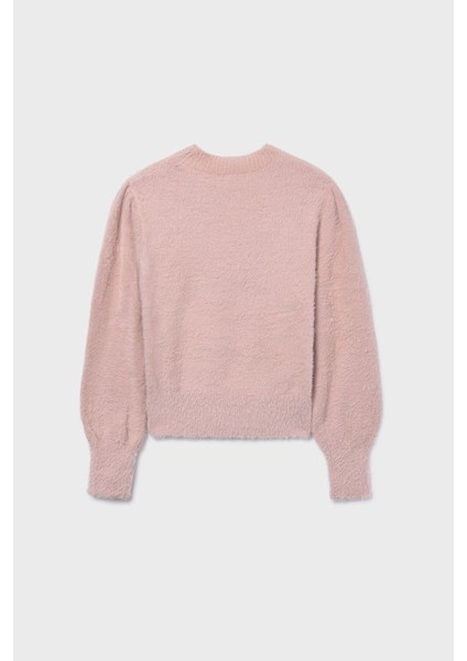 Kız Çocuk Balon Kol Yumuşak Dokulu Triko Kazak - Pudra Pembe fiyatları