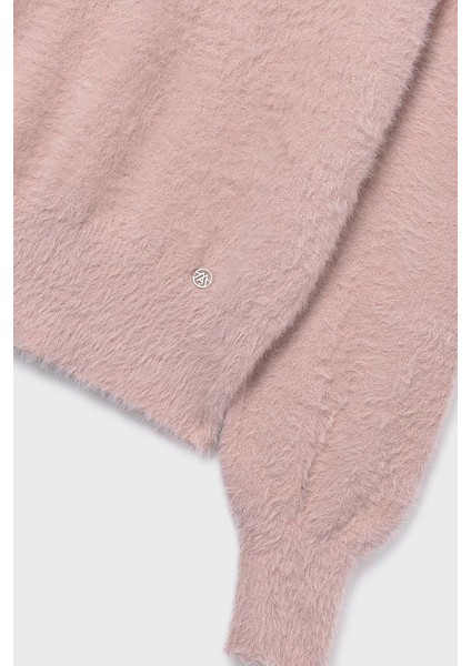 Kız Çocuk Balon Kol Yumuşak Dokulu Triko Kazak - Pudra Pembe modelleri