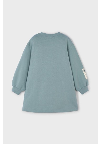 Kız Çocuk Grafik Baskılı Sweatshirt Elbise - Yeşil fiyatları