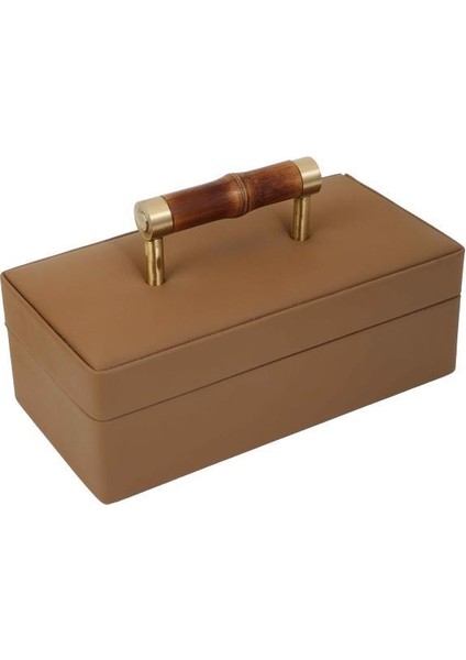Kahve Altın Kulplu Dekoratif Kutu 11X21CM
