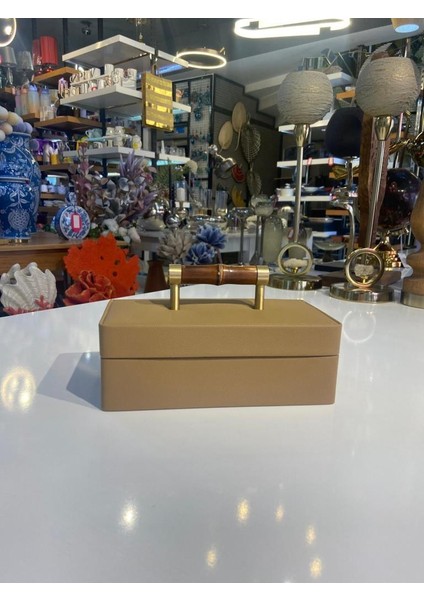 Kahve Altın Kulplu Dekoratif Kutu 11X21CM fiyatları