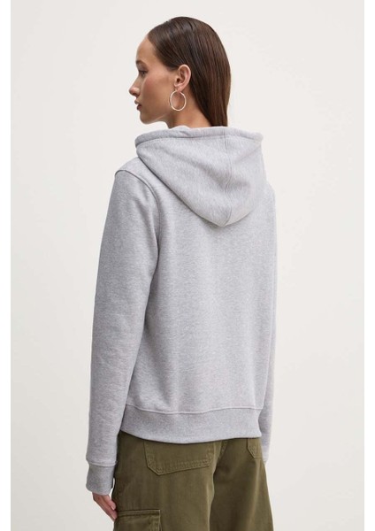Kadın Gj Fermuarlı Kapüşonlu Sweatshirt - Gri Melanj fiyatları