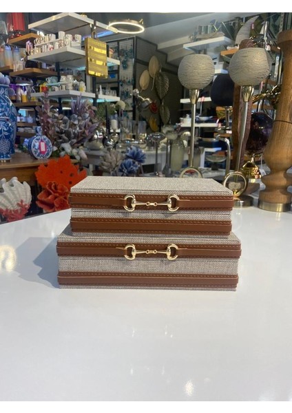 Krem Kahve 2'li Dekoratif Kutu fiyatları