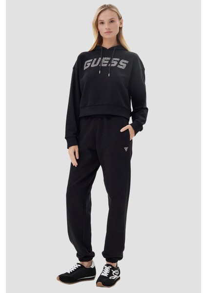 Kadın Regular Fit Logolu Pamuklu Eşofman Altı - Siyah fiyatları