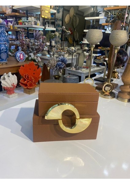 Kahve Gold 2'li Dekoratif Kutu fiyatları