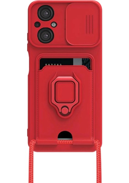 Newface Xiaomi Poco M5 Kılıf Zuma Kartvizitli Yüzüklü Silikon - Kırmızı fiyatları