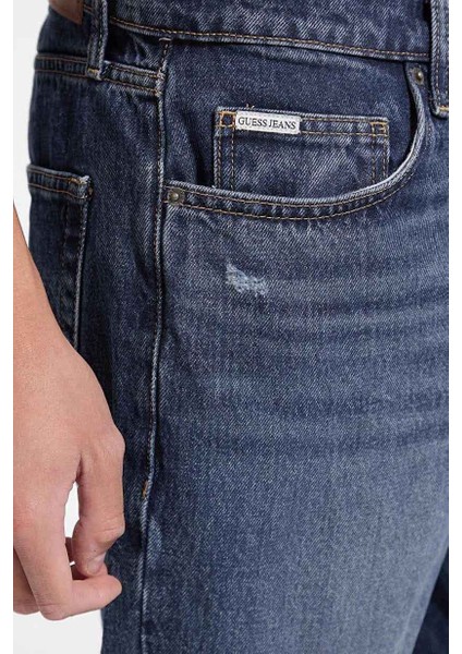 Erkek Gj Düz Kesim Eskitme Görünümlü Jean Pantolon - Mavi fırsatları