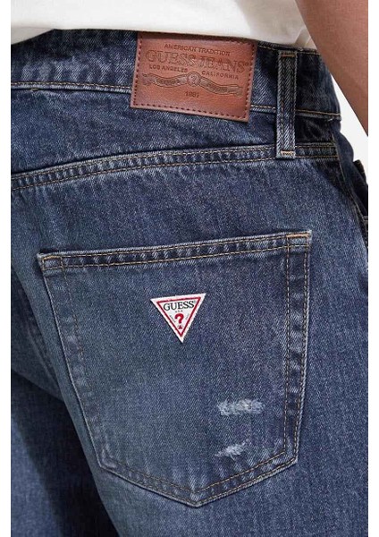 Erkek Gj Düz Kesim Eskitme Görünümlü Jean Pantolon - Mavi indirimleri