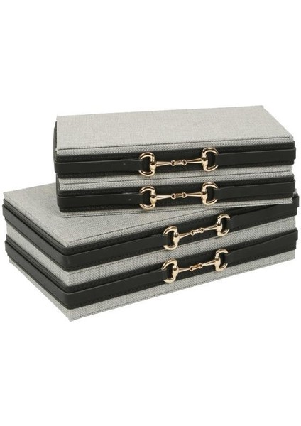Gri Siyah 2'li Dekoratif Kutu