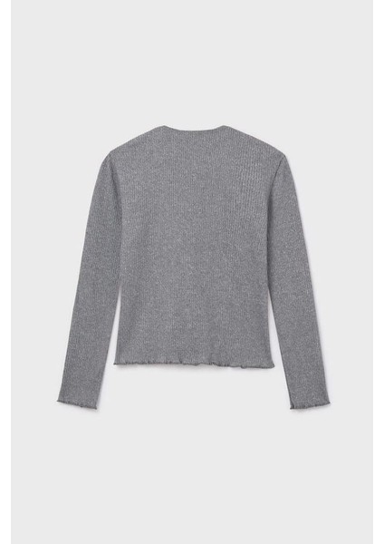 Kız Çocuk Önü Bağlamalı Örme Triko - Gri fiyatları
