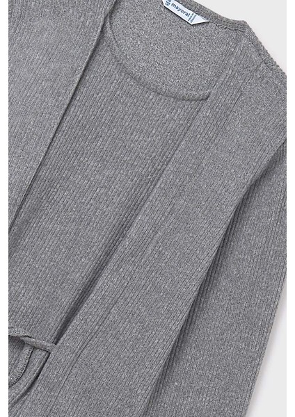 Kız Çocuk Önü Bağlamalı Örme Triko - Gri modelleri