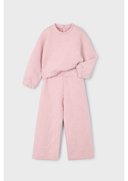 Kız Çocuk Baklava Desenli Geniş Paça Takım - Pembe fiyatları