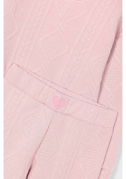 Kız Çocuk Baklava Desenli Geniş Paça Takım - Pembe modelleri