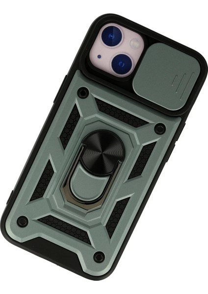 Newface iPhone 13 Kılıf Pars Lens Yüzüklü Silikon - Yeşil modelleri