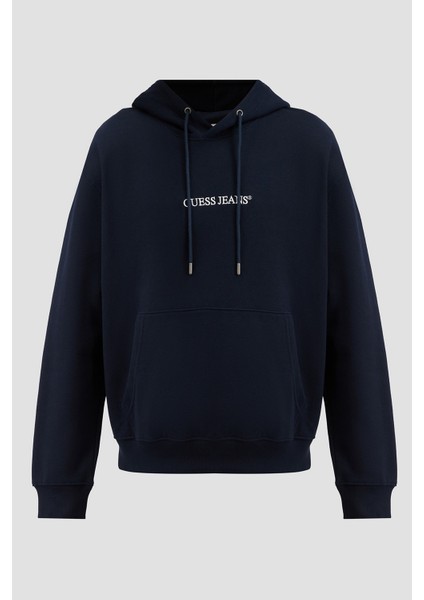 Erkek Bisiklet Yaka Logolu Sweatshirt - Lacivert