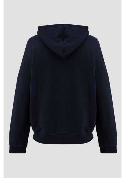 Erkek Bisiklet Yaka Logolu Sweatshirt - Lacivert fırsatları