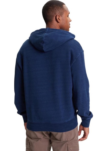 Erkek Gj Eskitme Görünümlü Kapüşonlu Sweatshirt - Lacivert fiyatları