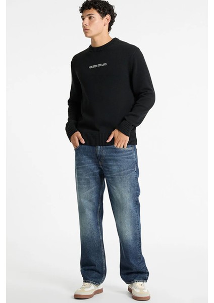 Erkek Bisiklet Yaka Logolu Pamuklu Triko - Siyah modelleri