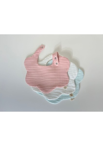 3'lü Soft Renkler Pamuklu Organik 8 Katlı Müslin Bebek Mama Önlüğü / Salya Önlüğü / Yakalık