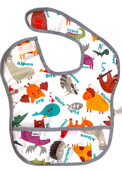 , 2 Adet, Ekonomik Set, 6-24AY, Zoo ve Family Desen, Sıvı Geçirmeyen, Cepli, Cırtlı Mama Önlüğü, Önlük indirimleri