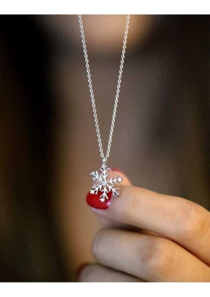 925 Ayar Zirkon Taşlı Kar Tanesi Model Hayalet Kolye