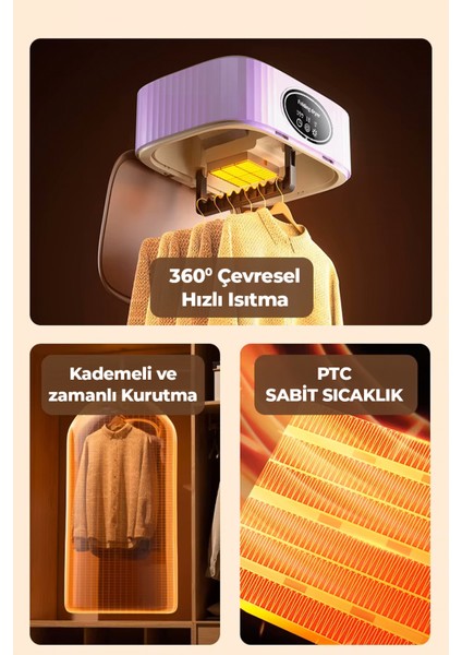 Katlanır Çamaşır Kurutma Makinesi Mor