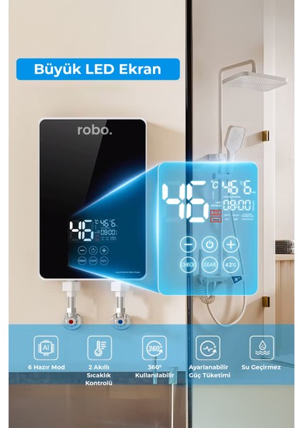 Dijital Akıllı Şofben - (Duş Başlığı Hediyeli)