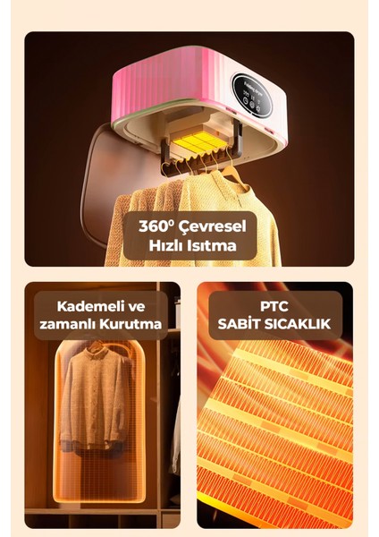Katlanır Çamaşır Kurutma Makinesi Pembe