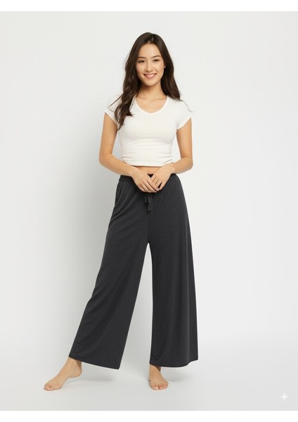Kadın Kışlık Pantolon Ecrin Kumaş Beli Lastikli Jumbo Battal Beden Rahat Kesim Tam Kalıp modelleri