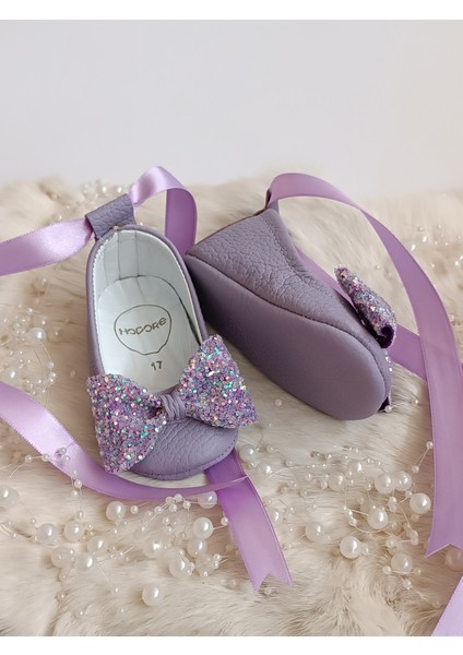 Perla Lila Hakiki Deri Bebek Makosen Babet modelleri