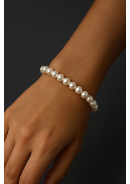 Kadın Erkek Unisex Kararmaz Inci Kolye ve Bileklik Set