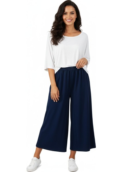 Kadın Kışlık Pantolon Duble Kumaş Beli Lastikli Jumbo Battal Beden Rahat Kesim Tam Kalıp Likralı