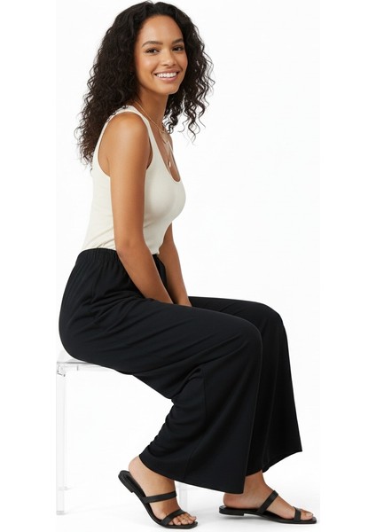 Kadın Kışlık Pantolon Duble Kumaş Beli Lastikli Jumbo Battal Beden Rahat Kesim Tam Kalıp fırsatları