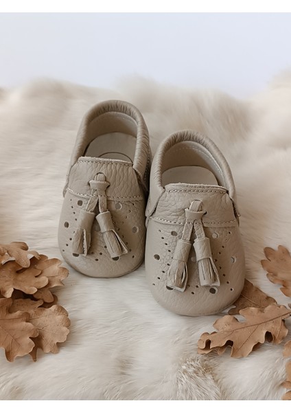 Axel Koyu Krem Hakiki Deri Bebek Mokasen fırsatları